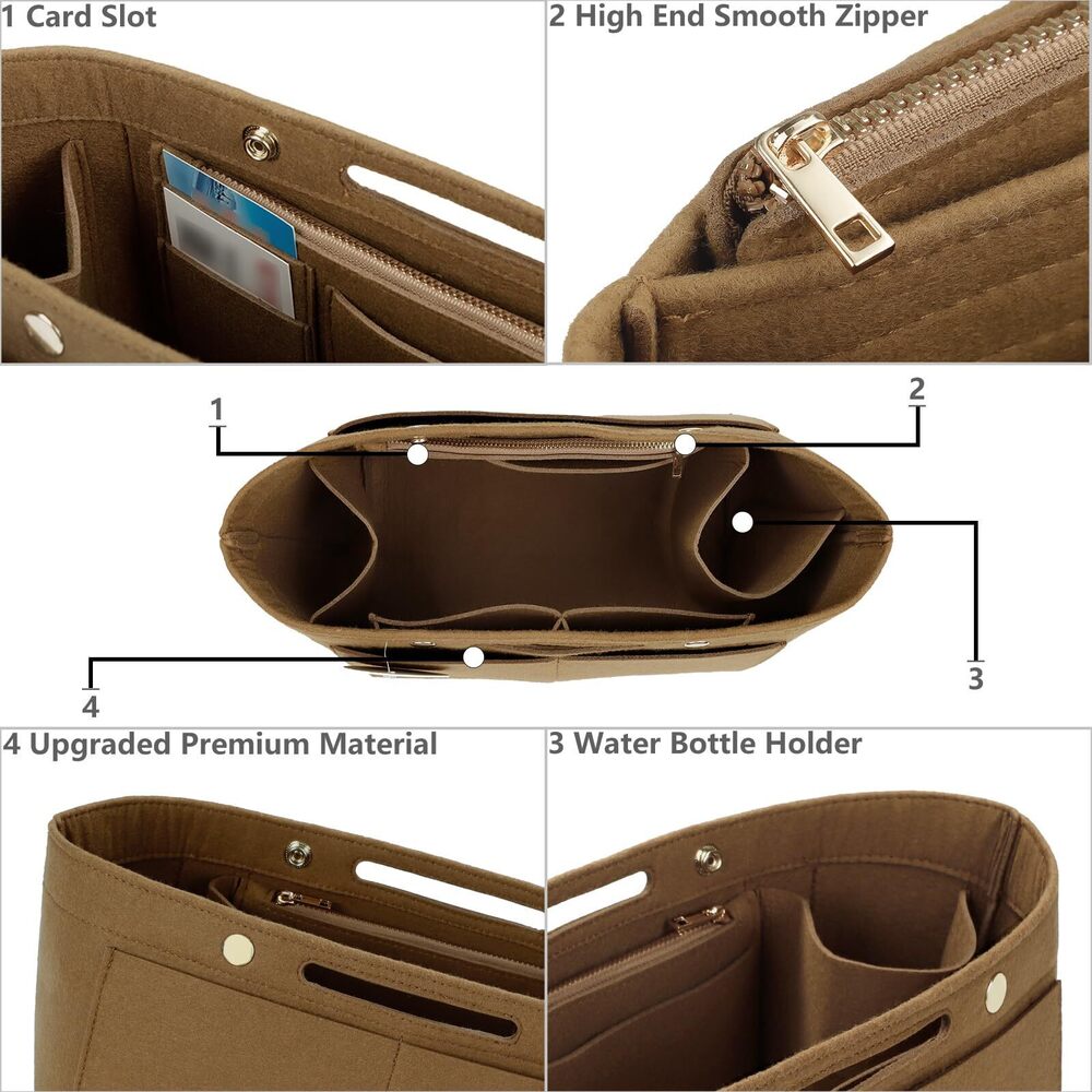 7569 Purse Organizer Insert For Handbags Felt Tote Bag Organizer Insert - Picture 6 of 7